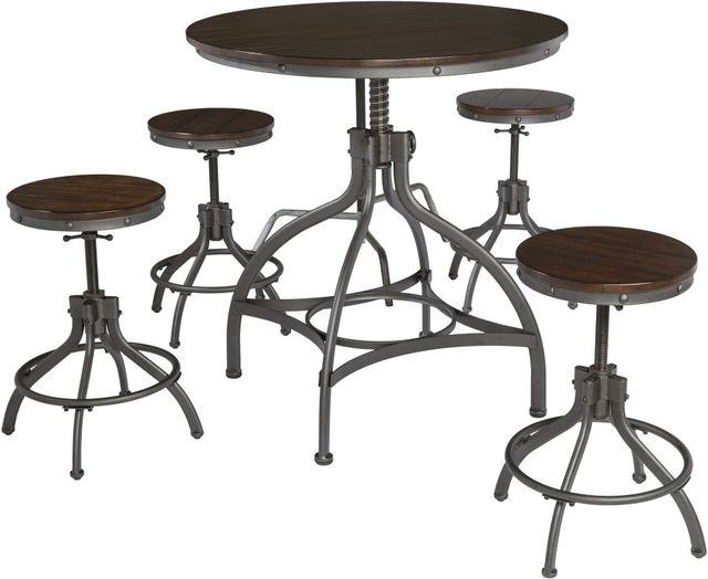 Signature Design by Ashley® Odium 5-Piece Rustic Brown Counter Height Dining Table Set-0