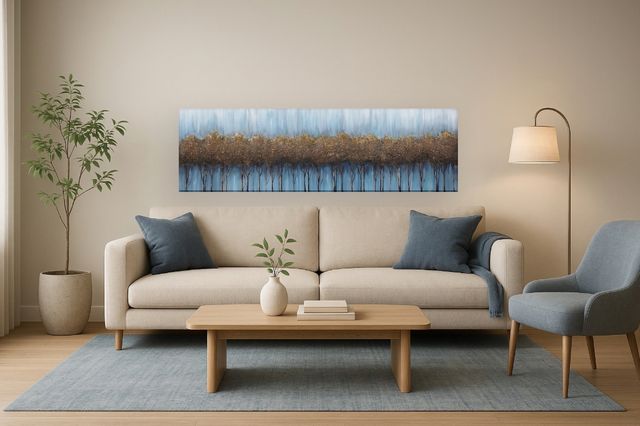 Classy Living Mesmerizing Golden Dusk Woodland Wall Art-1