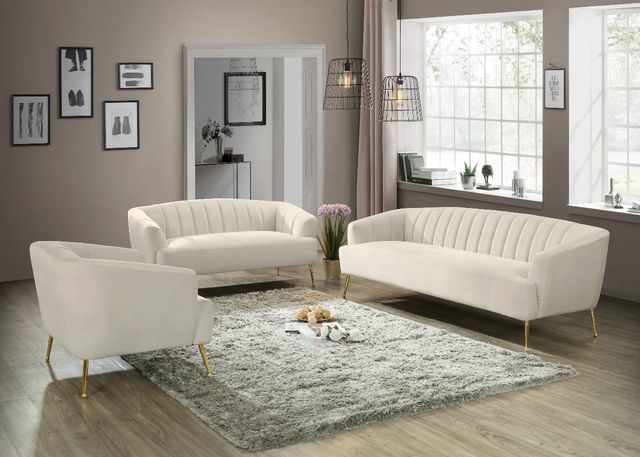 Meridian Furniture Tori Cream Velvet Loveseat-3