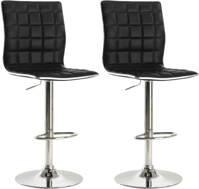 Coaster® Ashbury 2-Piece Black/Chrome Upholstered Adjustable Stools-0