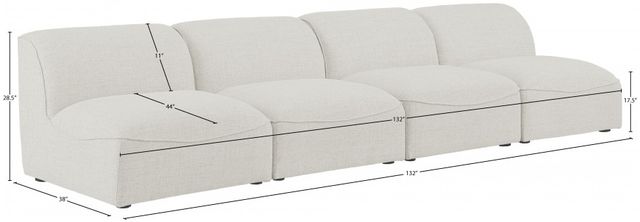 Meridian Furniture Miramar 4-Piece Cream 132" Upholstered Modular Armless Sofa-2