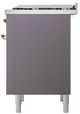 Ilve® Nostalgie II Noblesse 36'' Graphite Matte Pro Style Dual Fuel Range with Brass Trim-3