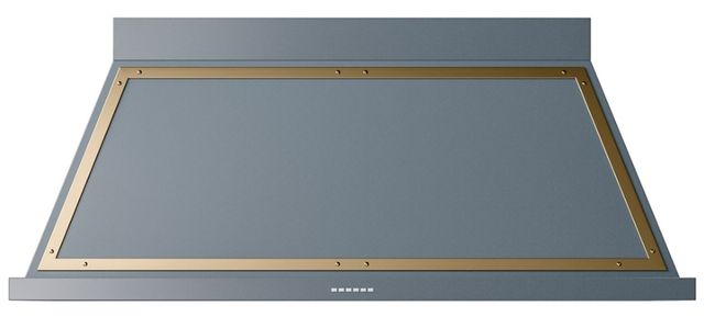 Ilve® Nostalgie II Noblesse 60'' Blue Gray Wall Mounted Range Hood with Brass Trim-0