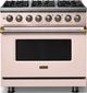 Viking® 5 Series 36" Blush Pro Style Dual Fuel (LP) Range with Brushed Brass Trim-0