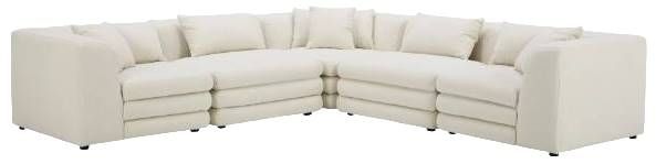 Moe's Home Collection Lowtide Classic 5-Piece Warm White L-Shaped Modular Sectional-0