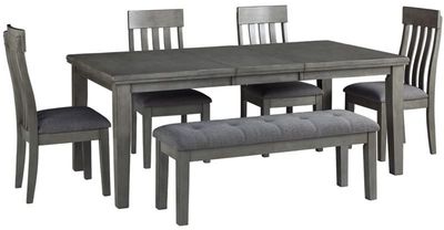 Front view of the Signature Design by Ashley® Hallanden Gray 6-Piece Dining Set