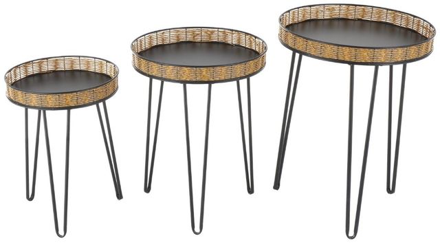 Deco Marche 3-Piece Black Handmade Accent Table-0