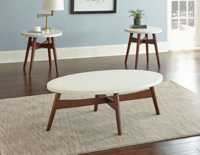 Steve Silver Co. Serena White End Table with Natural Cherry Base-2