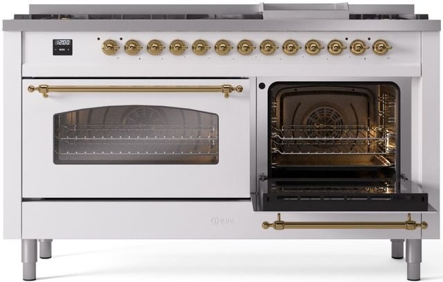 Ilve® Nostalgie II Series 60" White Pro Style Dual Fuel Range-3
