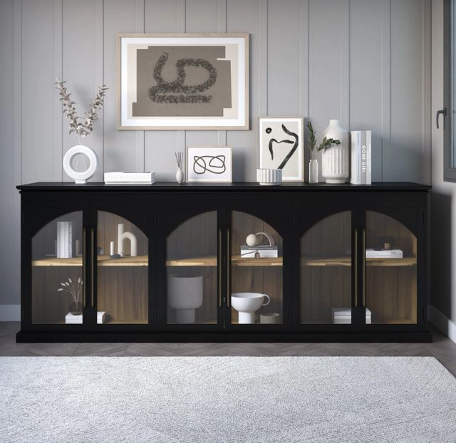 Jofran Inc. Archdale Black 6-Door Gothic Arch Accent Cabinet-1