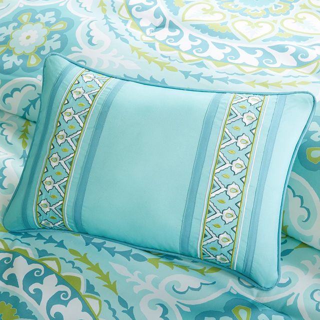 Olliix by Madison Park Essentials Serenity Aqua Queen Complete Comforter and Cotton Sheet Set-3