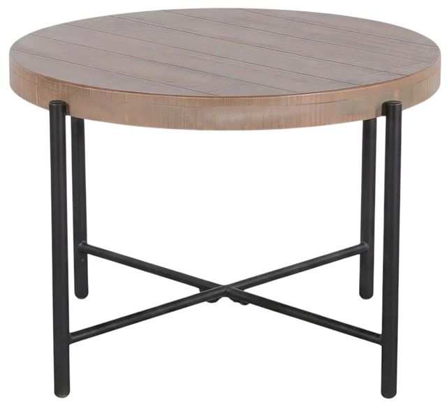 Sunny Designs™ Durango Weathered Brown Round End Table with Black Metal Base -2