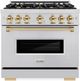 ZLINE Classic Autograph Edition 36" Stainless Steel Pro Style Dual Fuel Range with Polished Gold Accents-0
