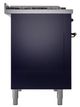 Ilve® Nostalgie II Noblesse 48'' Midnight Blue Pro Style Dual Fuel Range with Burnished Trim-2