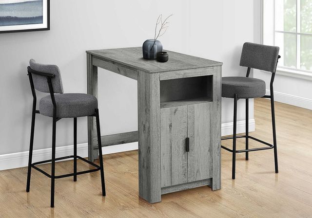 Monarch Specialties Inc. 2-Piece Black/Grey 37" Upholstered Counter Height Barstools Set-2