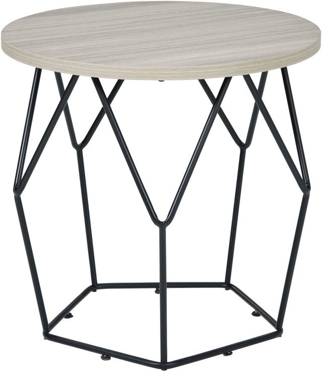 Signature Design by Ashley® Waylowe Light Brown End Table with Black Metal Base-0