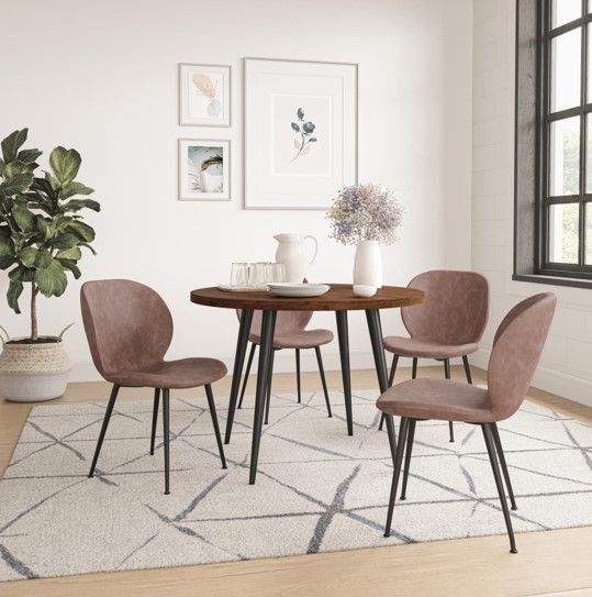 Jofran Inc. Prelude Walnut Round Dining Table with Black Base-1