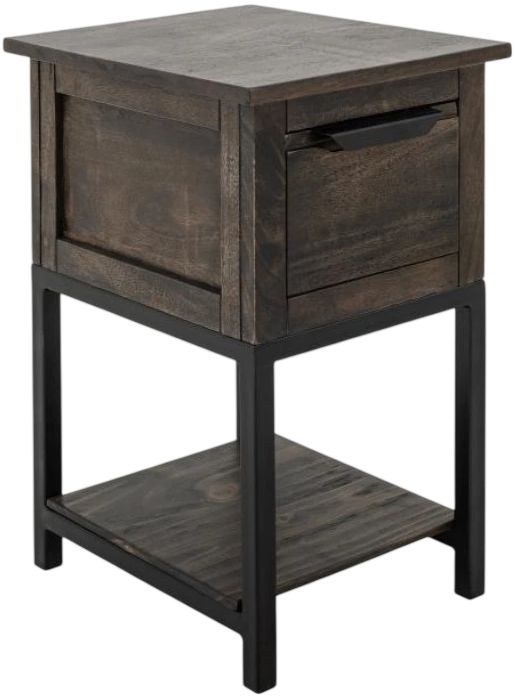 International Furniture Direct Dark Mita Stained Dark Chairside Table-0