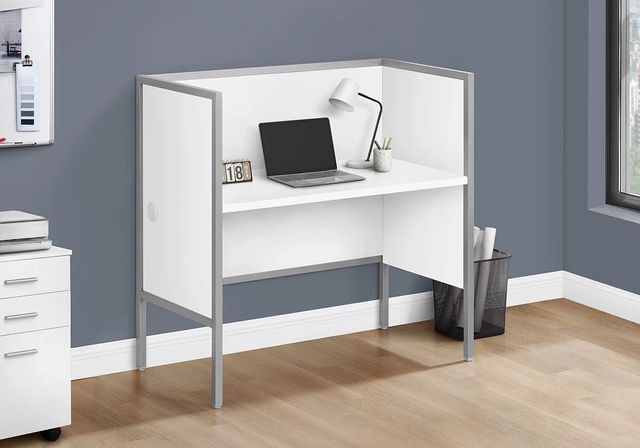 Monarch Specialties Inc. Silver/White Office Cubicle Desk-2