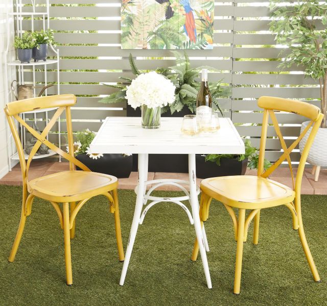 Deco Marche Yellow Metal Outdoor Dining Side Chair-4