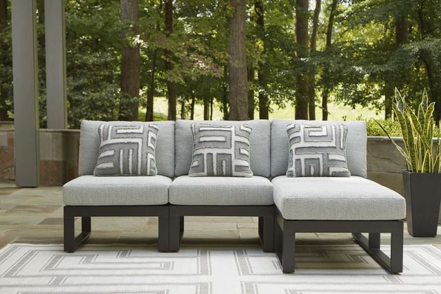 Signature Design by Ashley® Beachloft 4-Piece Black/Gray Aluminum/Fabric Outdoor Sectional-1
