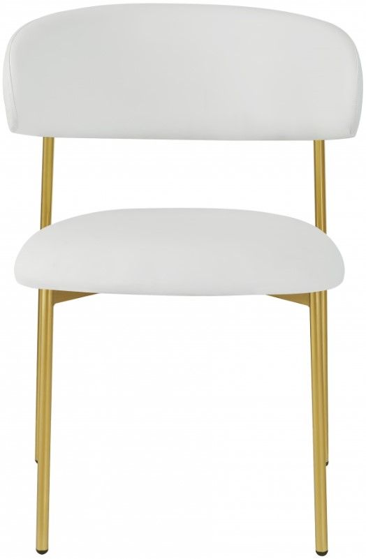 Meridian Furniture Lupita White/Gold Vegan Leather Dining Chair-1