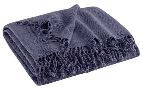 Olliix by INK+IVY Reeve Navy 50" x 60" Ruched Throw-0