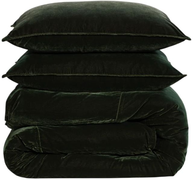 HiEnd Accents Estelle 3-Piece Forest Green King Bedding Bundle-0