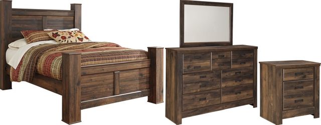 Signature Design by Ashley® Cazenfeld 4-Piece Dark Brown King Poster Bed Set-0