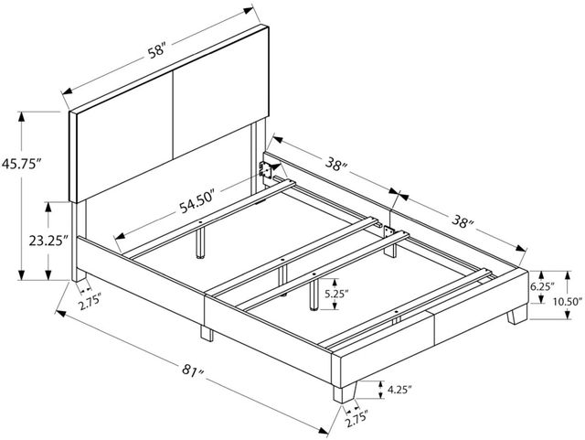 Monarch Specialties Inc. Dark Brown Faux Leather Full Bed-1