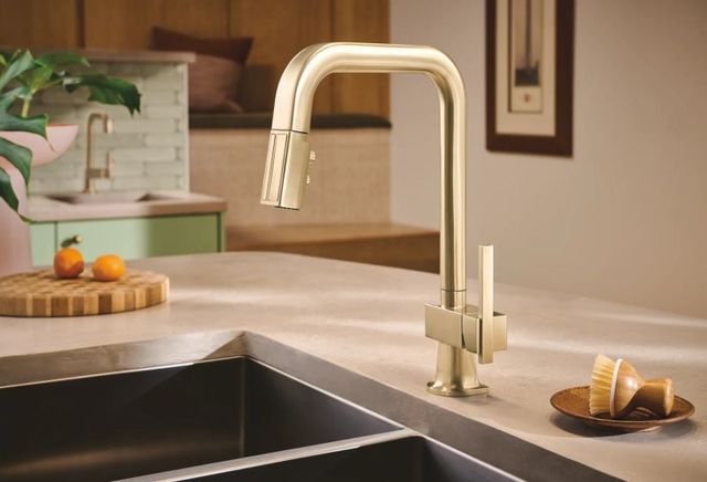 Brizo Frank Lloyd Wright® Brilliance® Luxe Gold® Kitchen Faucet Offset Lever Handle Kit-2