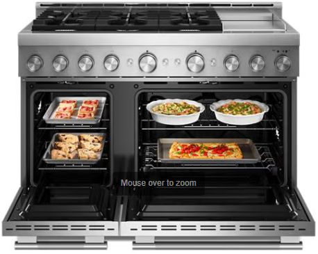 KitchenAid® 48" Stainless Steel Pro Style Gas Range with Chrome Electric Griddle-1