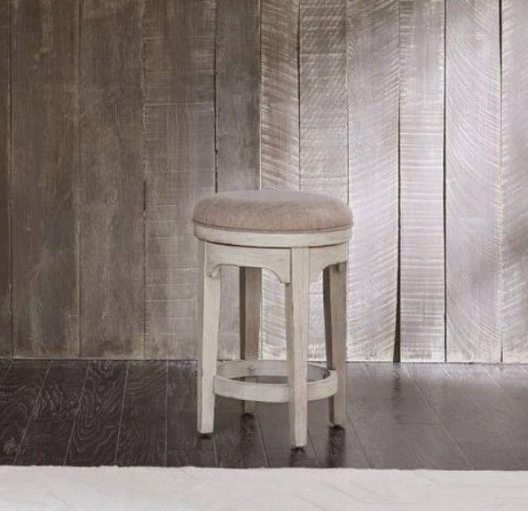 Liberty Furniture Farmhouse Reimagined Antique White/Chestnut Console Swivel Counter Stool-1