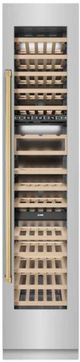 ZLINE Autograph Edition 18" 9.0 Cu. Ft. Triple Zone 68 Bottle Right Hinge Column Wine Cooler in Stainless Steel with Polished Gold Accents-0