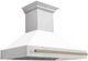 ZLINE Autograph Edition 48" White Matte Wall Mounted Range Hood with White Matte Shell and Champagne Bronze Handle-3