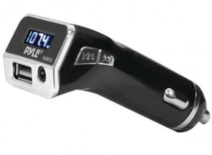 FM Radio Transmitter with USB Port for Charging Devices & 3.5mm Auxiliary-Input Car Lighter Adapter