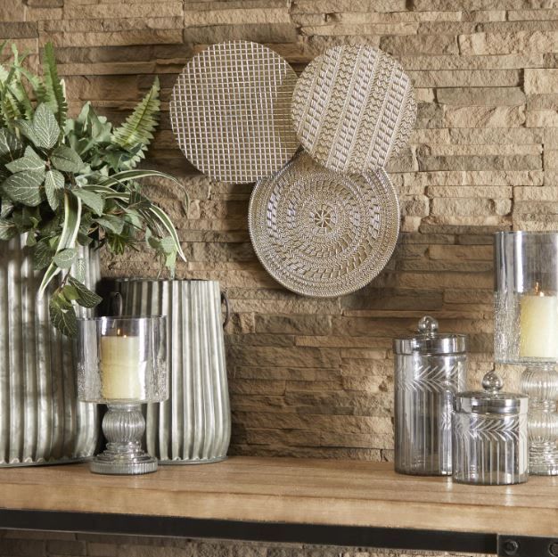 Deco Marche U Select Silver Metal Plate Wall Decor with Textured Pattern-4