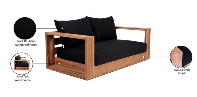 Meridian Furniture Tulum Black Fabric Outdoor Sofa-4