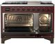 Ilve® Majestic III 48" Burgundy Pro Style Dual Fuel Natural Gas Range with Solid Door and Burnished Trim-1