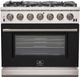 FORNO® Capriasca 36" Stainless Steel Pro Style Gas Range with Black Door-0