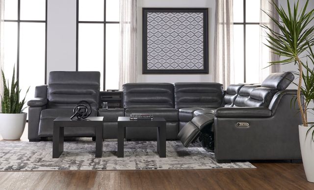 Hughes Furniture® 53016 6-Piece Tanner Iron L-Shape Power Reclining Sectional-1