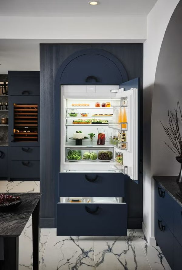 Modern built-in refrigerator with custom panels Modern built-in refrigerator with custom panels