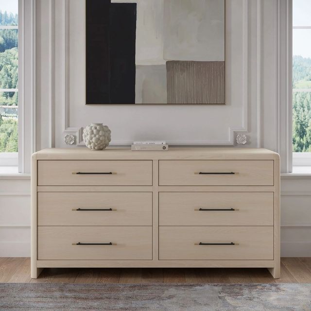 Modus Furniture Wallen White Sand 6-Drawer Dresser-4