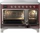 Ilve® Majestic III 48" Burgundy Pro Style Induction Range with Triple Glass Door and Chrome Trim-1