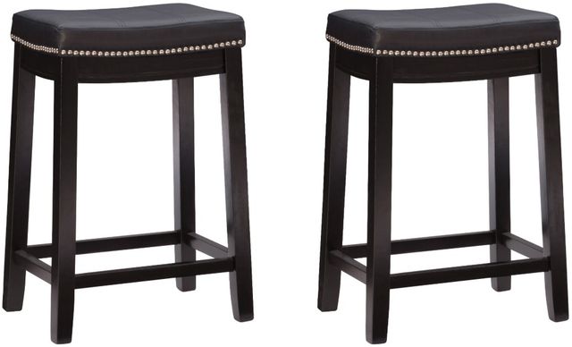 Linon Claridge 2-Piece Black Counter Stool Set-0