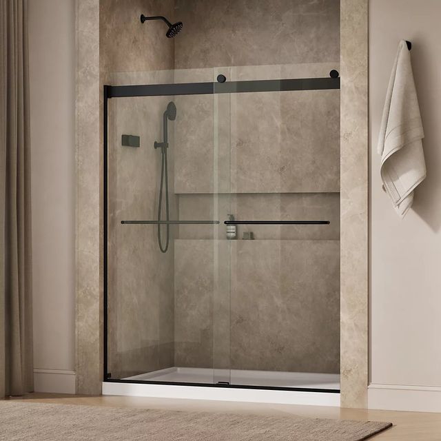 KOHLER Levity® Matte Black 74" x 57" - 60" Sliding Shower Door-1