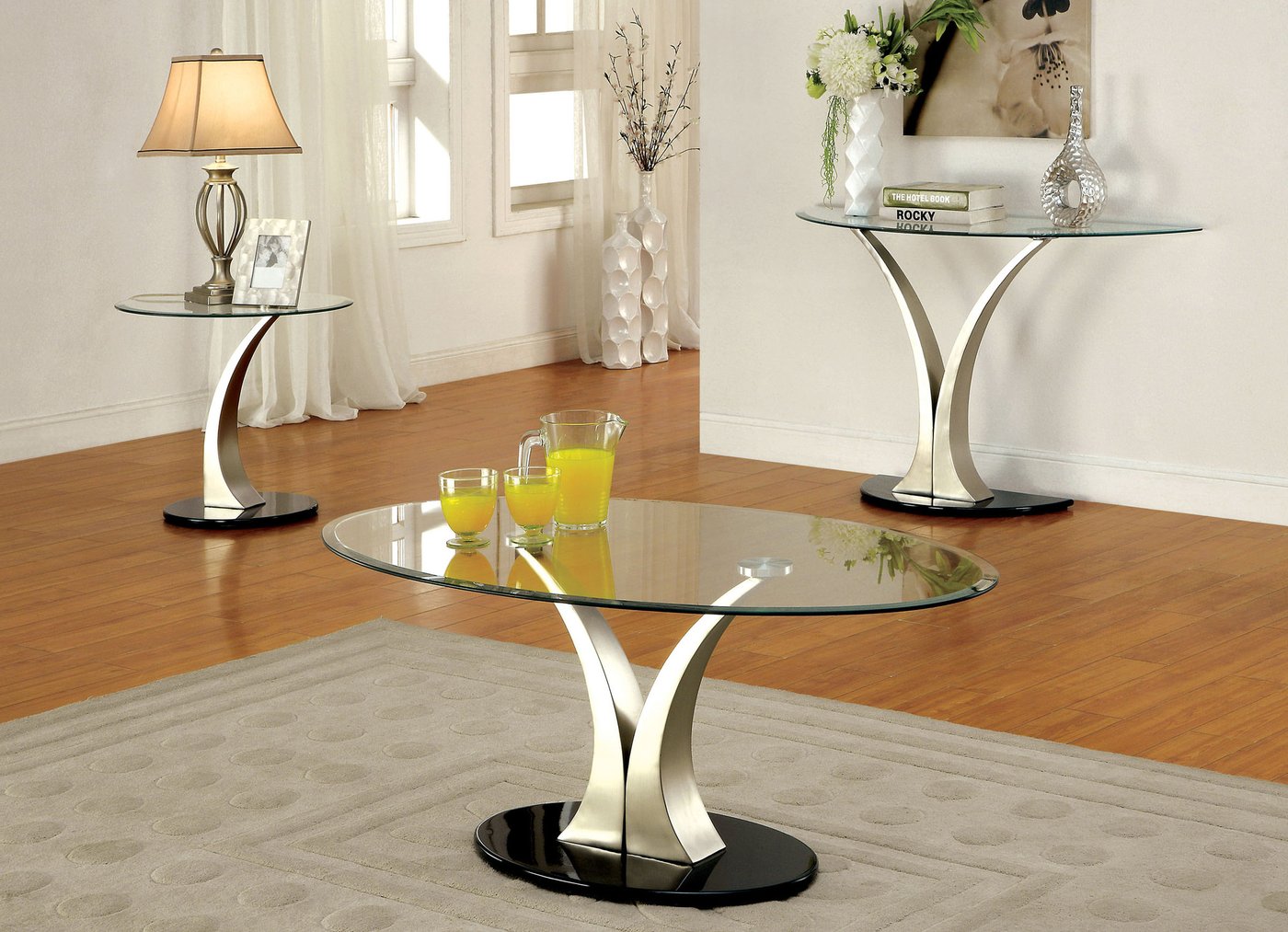Valo Glass/Steel Sofa Table - Thumbnail 2