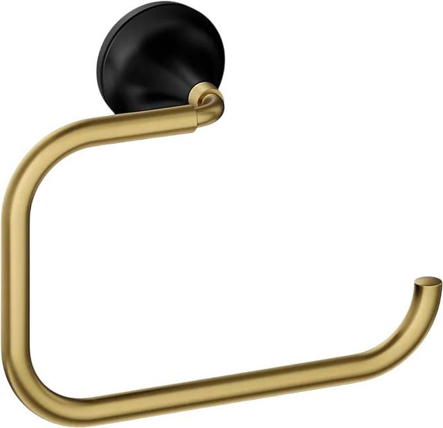 KOHLER® Tone™Matte Black with Brushed Moderne Brass Towel Ring-0