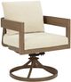 Signature Design by Ashley® Serene Bay Dark Brown/White Aluminum/Nuvella Outdoor Swivel Dining Chair with Cushion-0