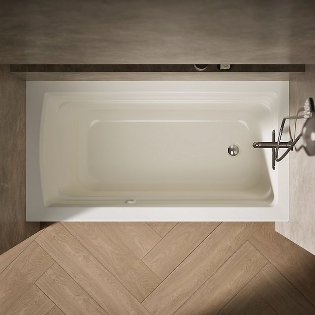 KOHLER® Archer® Biscuit 60" x 32" Alcove Heated Bubble Massage™ Air Bath - Right Drain-2